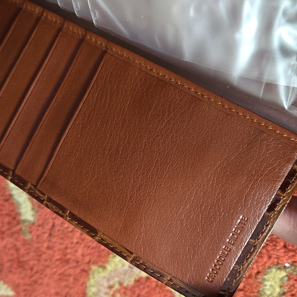 Budd Leather Crocodile Bidente Slim Wallet - Picture 4 of 7